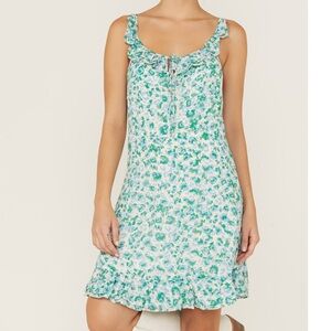 Molly Bracken Women's Floral Print Ruffle Trim Sleeveless Mini Dress